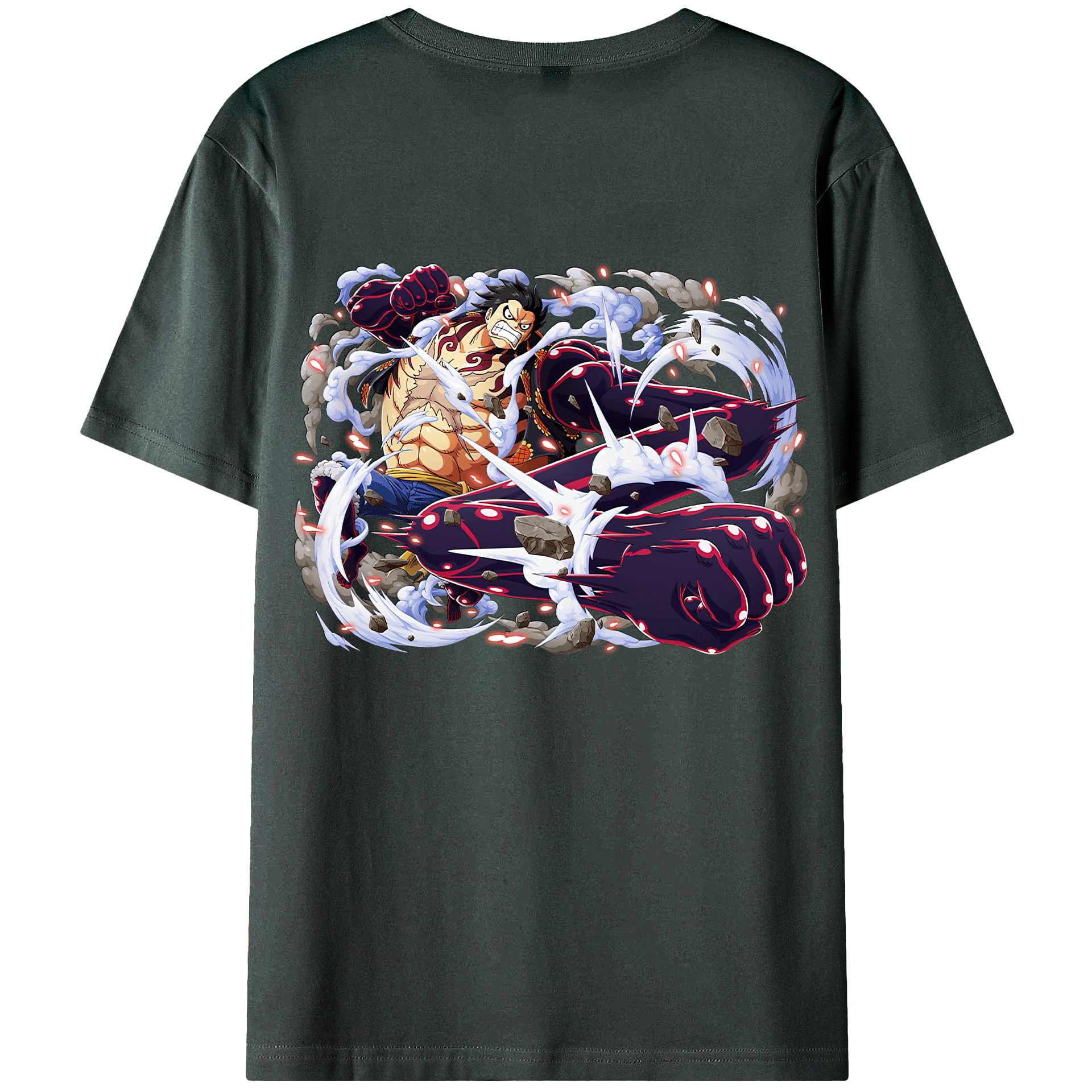 ワンピース モンキー・D・ルフィ ONE PIECE Monkey D. Luffy 綿100％ メンズ半袖Tシャツ（バックプリント） 通気性